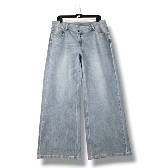 Halara Jean Wide Leg Flex Denim Women's Size Large Tall - Picture 2 of 15